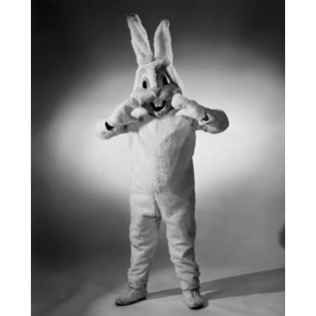 Close-up of a person wearing an Easter bunny costume Stretched Canvas -  (18 x