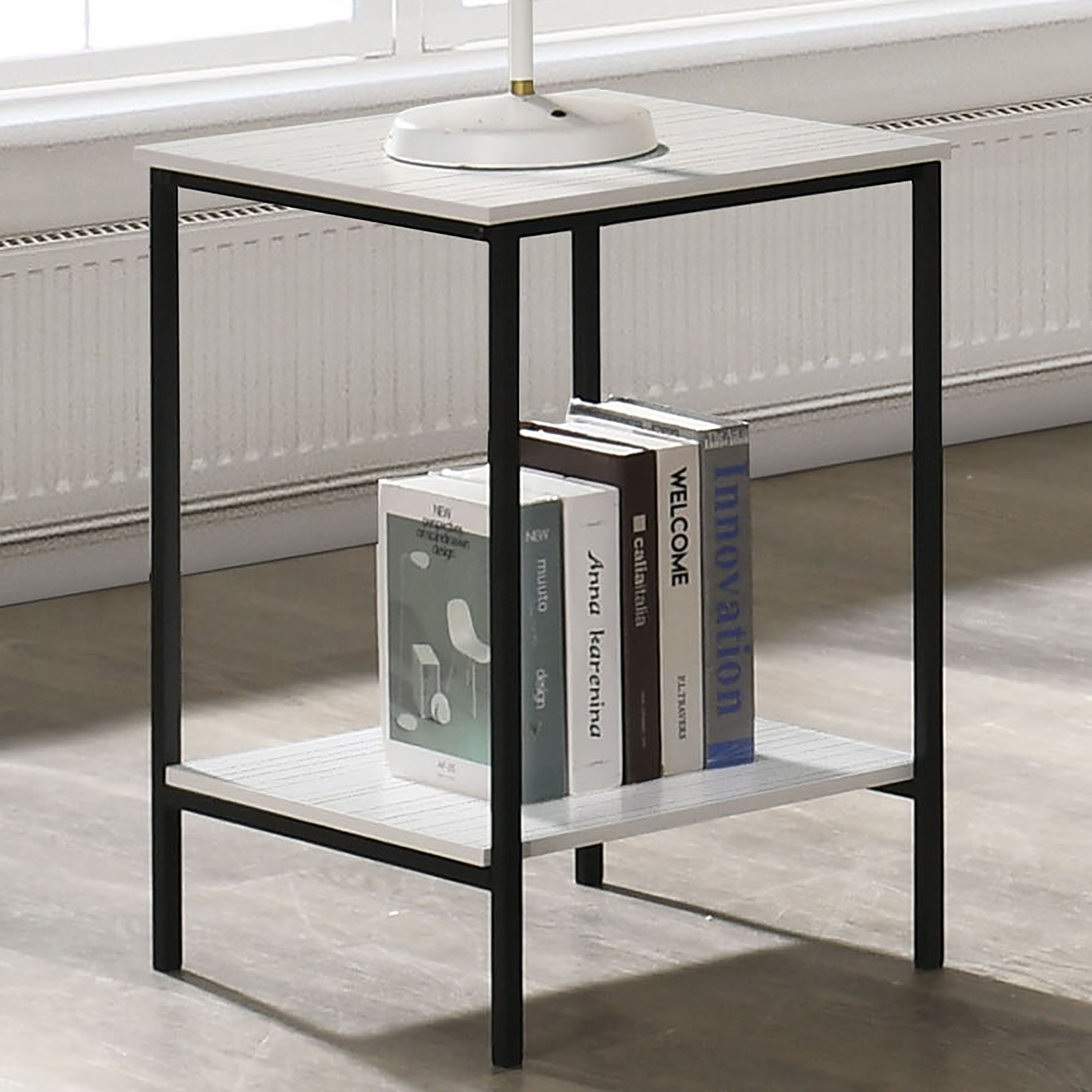Furniture of America Allia Rustic Open Shelf 3-Piece Accent Table Set, White