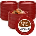 TRAHOO200 Pieces 6 Inch Red Disposable Plates, Plastic Dessert Plates