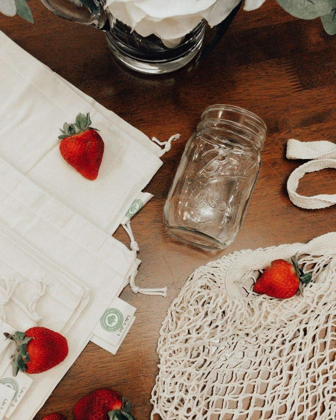 YEKEYI Premium Cotton Mesh Grocery Totes - Reusable French Market Bags - 100% Cotton String Bags for Farmers Market, Produce, Grocery or Beach Trip (3 Pack)