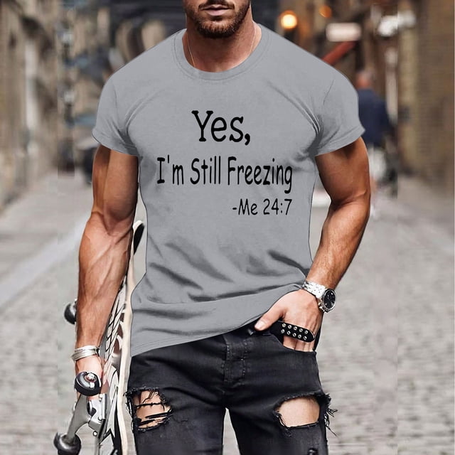 Qertyioot Nouvelle Mode Décontractée T-shirt Homme Imprimé Sport Manches Courtes Col Rond Chemisiers Chemises Liquidation