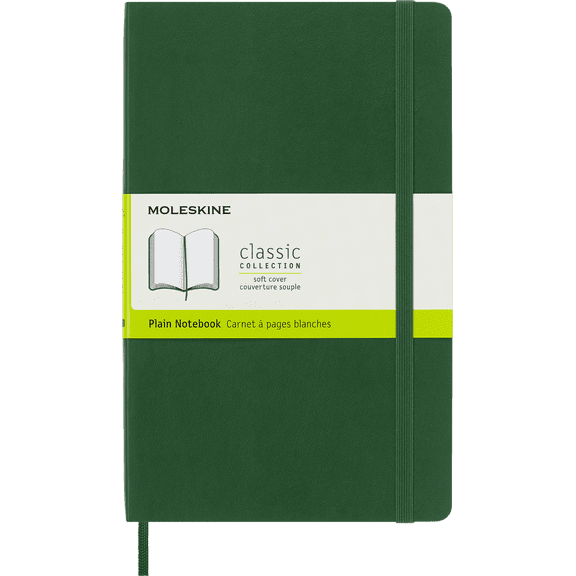 Moleskine Classic Notebook, Soft Cover, Large (5" 8.25"), Plain, Myrtle Green