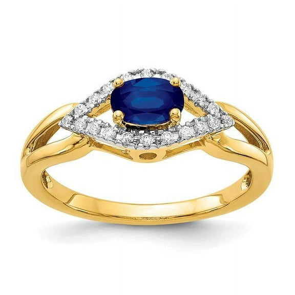 Primal Gold 14 Karat Yellow Gold Diamond and Sapphire Ring