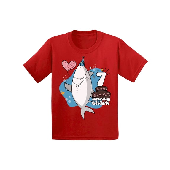Awkward Styles B Day Gifts for Seven Year Old Seventh B Day T-Shirt for Kids Seventh Birthday Party I am 7 T-shirt Shark Shirts for Boys Shark Lovers Gifts Shark Themed Party Shark T Shirts for Girls