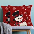 thumbnail image 4 of Snowman Christmas Pillow Covers 18x18 Inch Set of 2, Red Background White Snow Snowman Decorative Throw Pillows Farmhouse Linen Xmas Winter Holiday Cushion Case for Sofa Couch Outdoor Decor, 4 of 6