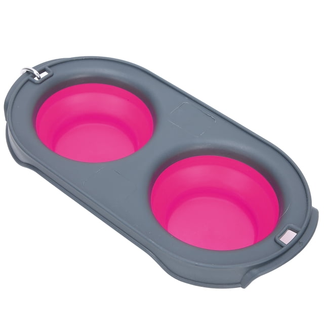 Cuenco Para Perros/gatos, Comedero Elevado Para Mascotas De Doble Cuenco Con Mosquetón Duradero Para Viajar, Senderismo, Acampar Y Caminar