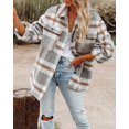 thumbnail image 2 of Womens Casual Plaid Button Down Long Sleeve Shirts Flannel Shacket Jacket Coats Button Down Pocketed Coats Shacket, 2 of 9