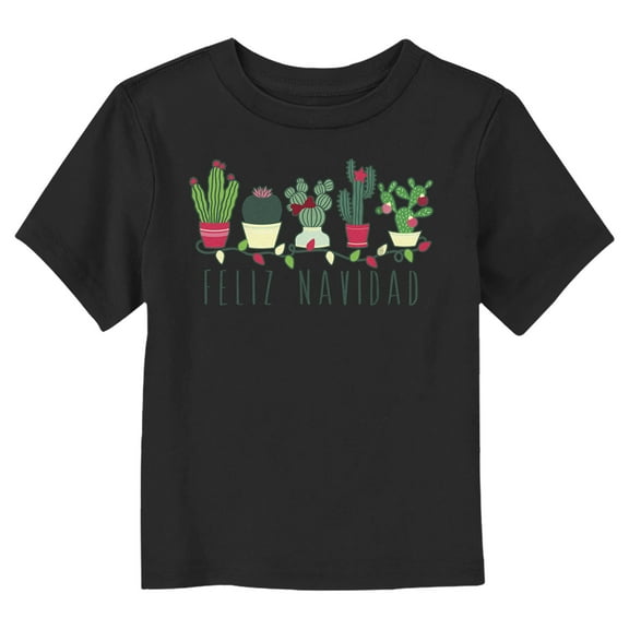 Toddler's Lost Gods Feliz Navidad Cacti Graphic Tee Black 5T
