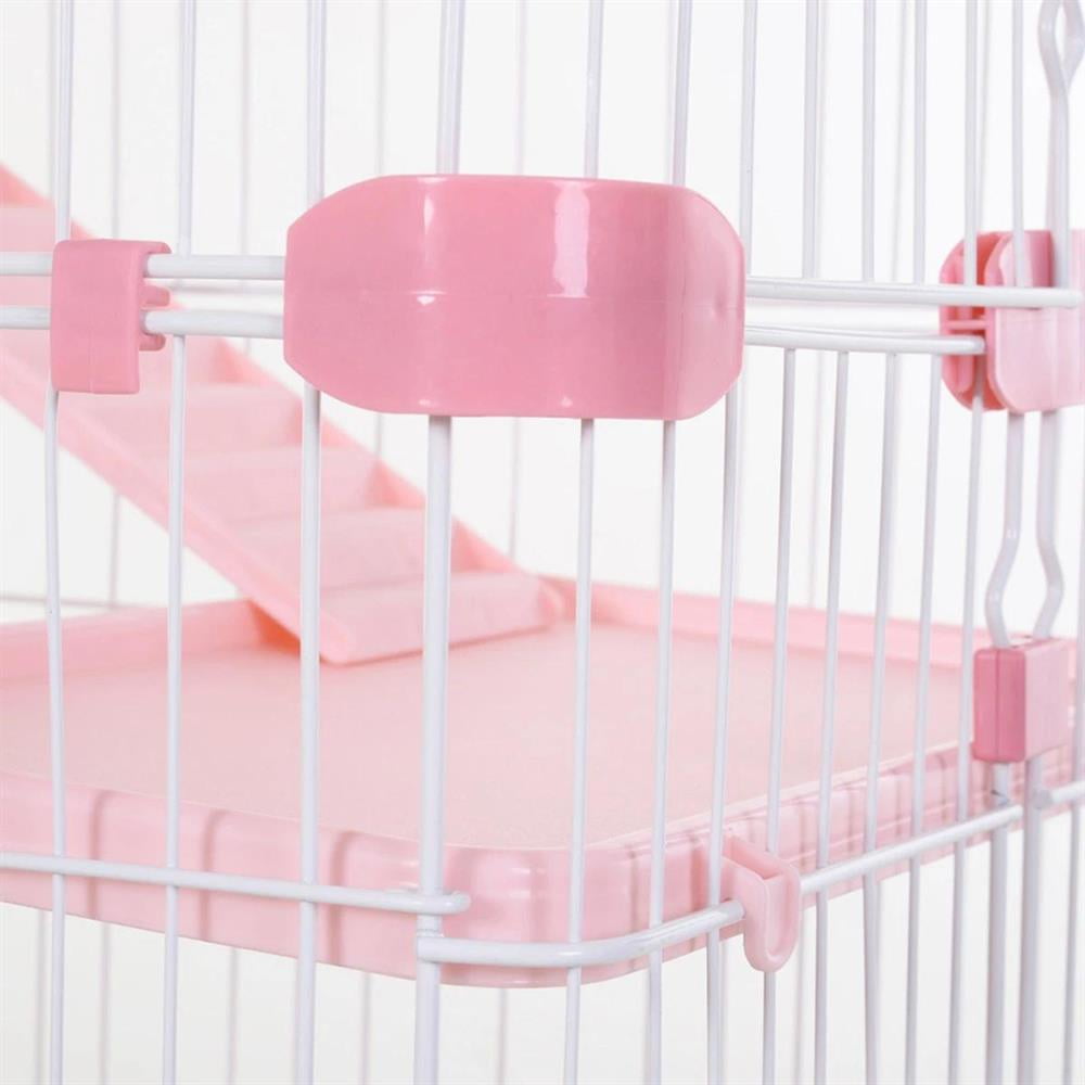 Topcobe 32"L 6-Level Small Animal Cage Rabbit Hutch with Universal Lockable Wheels, Slide-out Tray for Bunny, Chinchillas, Ferret, Indoor Outdoor Pet Shelter, Small Animal Habitat, Pink