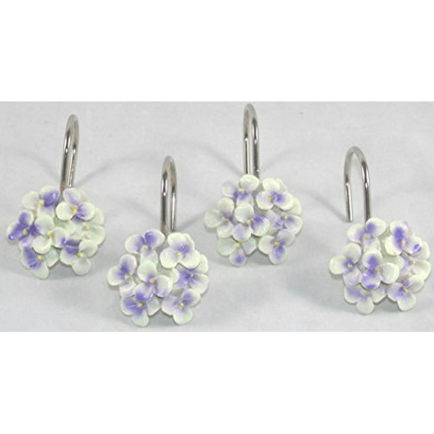 Hydrangea Fl Flowers Decorative, Purple Flower Shower Curtain Hooks