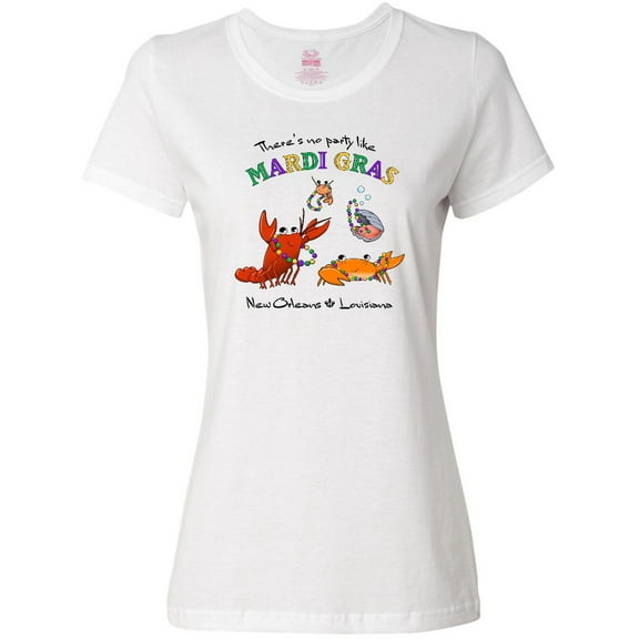Inktastic There's No Party Like Mardi Gras with Partying Seafood Women's T-Shirt