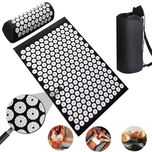 Esterilla de acupresión, almohada de masaje acupresión por, set de acupresión, para Relaje y masajee los músculos del cuerpo para aliviar el dolor, con bolsa de almacenamiento (Púrpura)