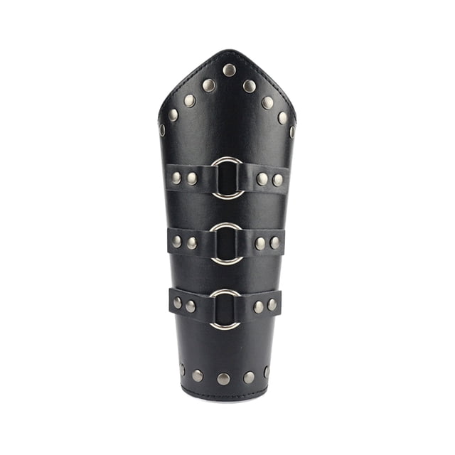 Qarigey Muñequera de cuero duradera para hombres de imitación de cuero para deportes al aire libre protección de la mano protección del Accesorios de disfraces Hebilla redonda negra