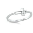 thumbnail image 4 of Studded Sideways Cross Faith Promise Ring .925 Sterling Silver Band Jewelry Female Male Size 6, 4 of 4