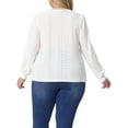 thumbnail image 3 of Agnes Orinda Women's Plus Size Tops Square Neck Hollow Long Sleeve Dressy Casual Eyelet Shirts 1X White, 3 of 6