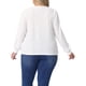 thumbnail image 3 of Camisas elegantes de ojo de perdiz de manga larga con escote cuadrado para mujeres de tallas grandes Agnes Orinda 1X blancas, 3 of 6