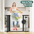 thumbnail image 5 of 29.7"-46" Baby Gate for Stairs, Auto Close Dog Gates for Doorways, Pressured Mounted No Drilling Pet Gate Extra Wide, One-Hand Opening Dual Lock Stair Gate, Indoor Kids Necessities, Black, 5 of 6