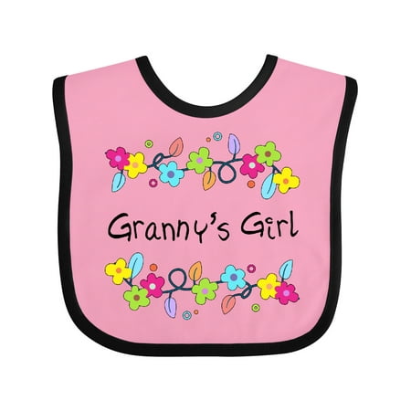 

Inktastic Grannys Girl- Bright Flowers Gift Baby Girl Bib