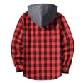 thumbnail image 5 of Men's Plaid Shirt with Chest Pocket,Button Long Sleeve Hooded Pullover Top with Drawstring,Trendy Casual Outfits, 5 of 7