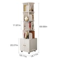 thumbnail image 5 of GDF Studio 70" 5-Tier Rotating Bookshelf with Cabinet, 360° Spinning Corner Bookcase, Home Office, White, 5 of 5