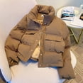 thumbnail image 6 of Winter Women Padded Coat Thickened Button Closure Stand Up Collar Long Sleeves Solid Color Windproof Heat Retention Outdoor Down Jacket, 6 of 7
