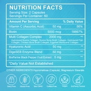 (2 PACK) Multi Collagen Capsules with Biotin & Vitamin C - 5 Types (I, II, III, V, X) - 120 Capsules