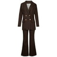 thumbnail image 4 of SELONE Blazer Jackets for Women 2 Piece Outfits Long Sleeve Solid Suit Pants Casual Elegant Business Suit Sets 8-Coffee L, 4 of 9