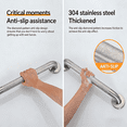 thumbnail image 6 of Joyrain ADA 500 lb Heavy Duty Grab Bar, 304 Stainless Steel Anti-Slip Wall Mount, 12-36 inch, Concealed Screws for Bathroom Toilet(Brushed, 12"), 6 of 16