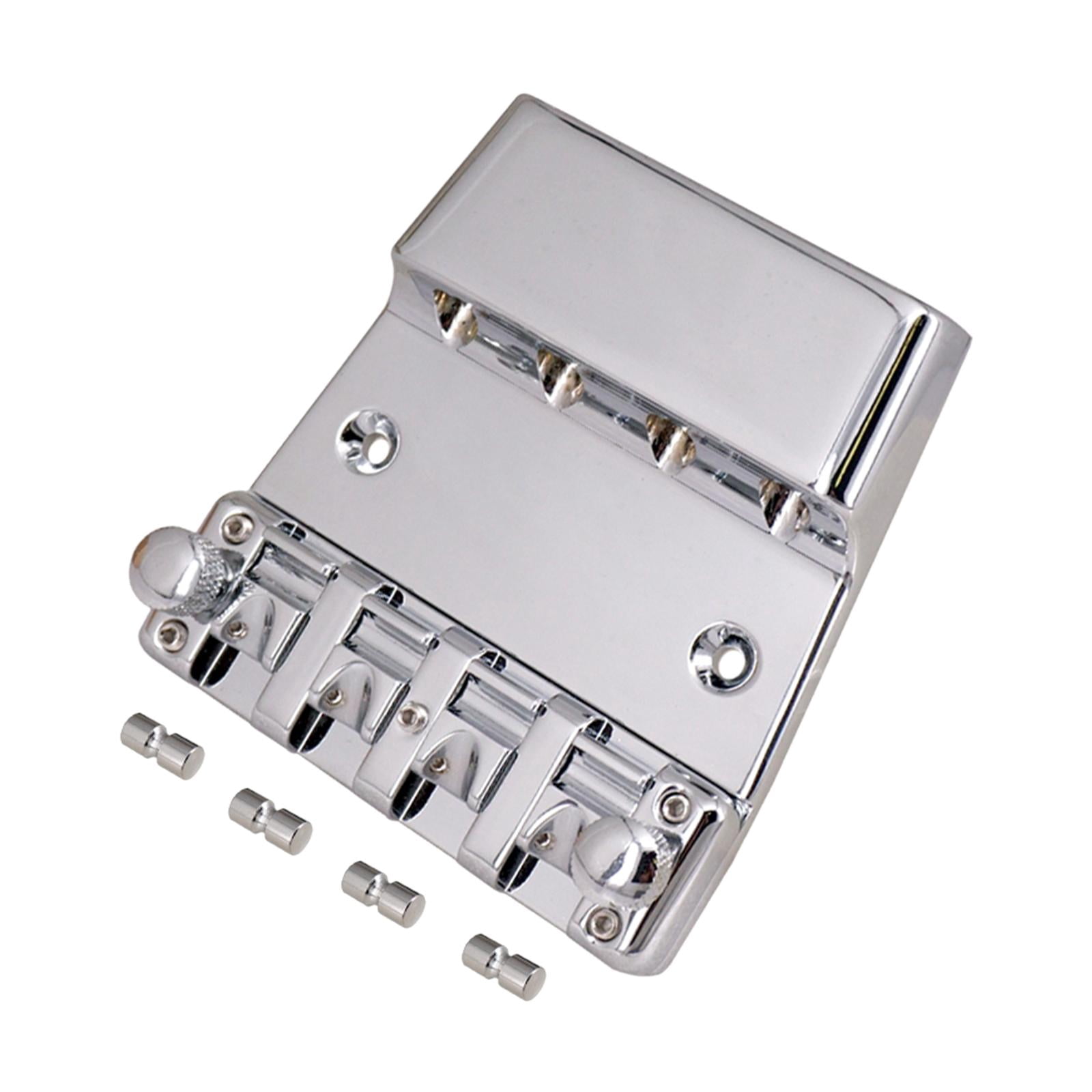 4 String Hard Tail Fixed Bass Guitar Bridge W/ 4x Screws And 2x Wrench, for Electric Guitar Bass Guitar Replacement Part, Easy to Install