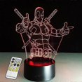 thumbnail image 1 of Wekity 3D Lamp Deadpool Remote Control Best Gift For boys Acrylic Table Night light Furniture Decorative colorful 7 color change household Home Access, 1 of 5