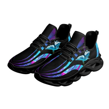 

Fashion Women s Jogging Shoes Dolphin Butterfly Design Ladies Lace-up Mesh Swing Sneakers Wear-resistant Platforms