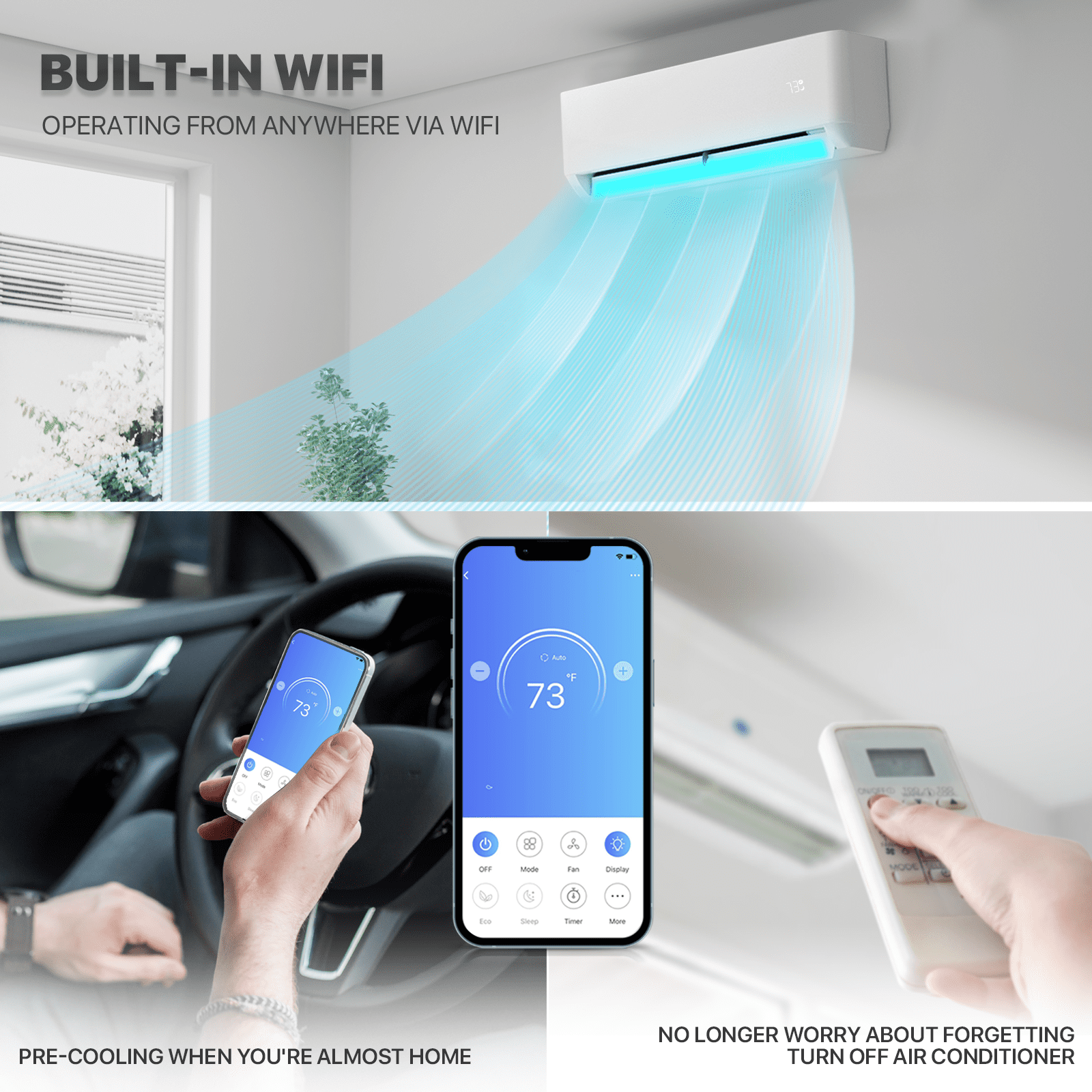 mollie 24000 BTU 20 SEER WIFI Enabled Mini Split Air Conditioner & Heater, Wall-Mounted AC Unit Cools Rooms up to 1500 Sq.Ft, Energy Efficient Inverter AC with Heat Pump, White