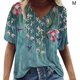 thumbnail image 1 of Camiseta de mujer con estampado floral, manga corta, cuello en V, blusa de playa, azul lago, M Methold AP002484-07, 1 of 4