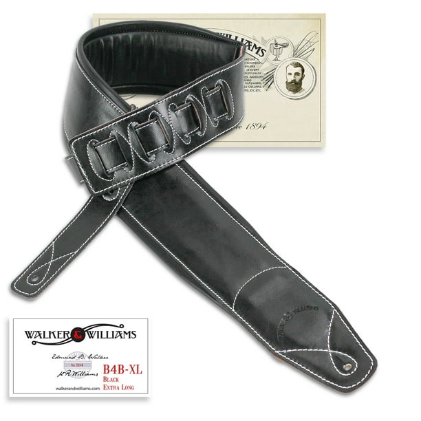 Walker & Williams B4B-XL Extra Long 4” Wide Leather Padded Bass Strap