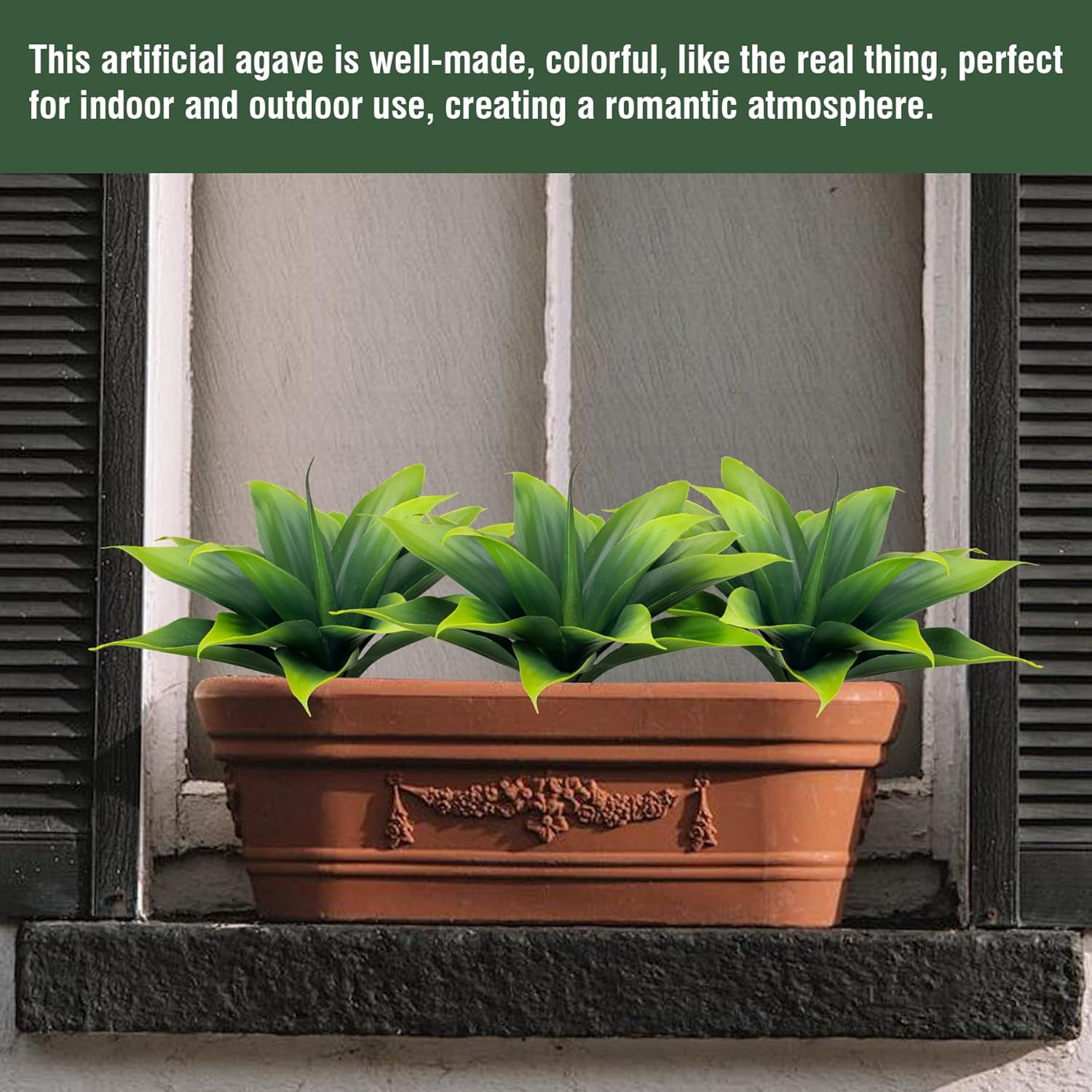 Fake Plants Artificial Agave Plants 13.8" Large UV Resistant Fake Agave Planters for Indoor and Outdoor Decorating Tropical Plant Succulents Greenery Indoor Decor(2Pack, Purple