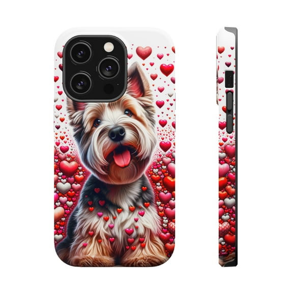 DistinctInk Tough Case for Apple iPhone 14 Pro MAX (6.7" Screen), Compatible with MagSafe Charging - Valentine's Day Skye Terrier