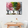 thumbnail image 2 of JRXY Canvas Prints Wall Art Decor Large Four Seasons Tree Picture Spring Summer Autumn Winter Tree Painting Artwork for Home Dining Room Kitchen Decor Stretched and Framed 16x12in, 2 of 6
