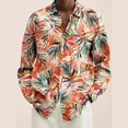 thumbnail image 1 of Camisa de manga larga para hombre con estampado 3D de hojas y plantas, camisa informal de moda con solapa y botones, camisa de gran tamaño para primavera y otoño, 1 of 6