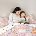 thumbnail image 5 of Castle Fairy Cartoon Rabbits 3 Pieces Queen Comforter Set for Kids Children,Cute Floral Animal Ultra Soft Bedding Sets,Spring Garden Flowers Bedding Comforter Set Breathable,Lightweight Room Decor, 5 of 8