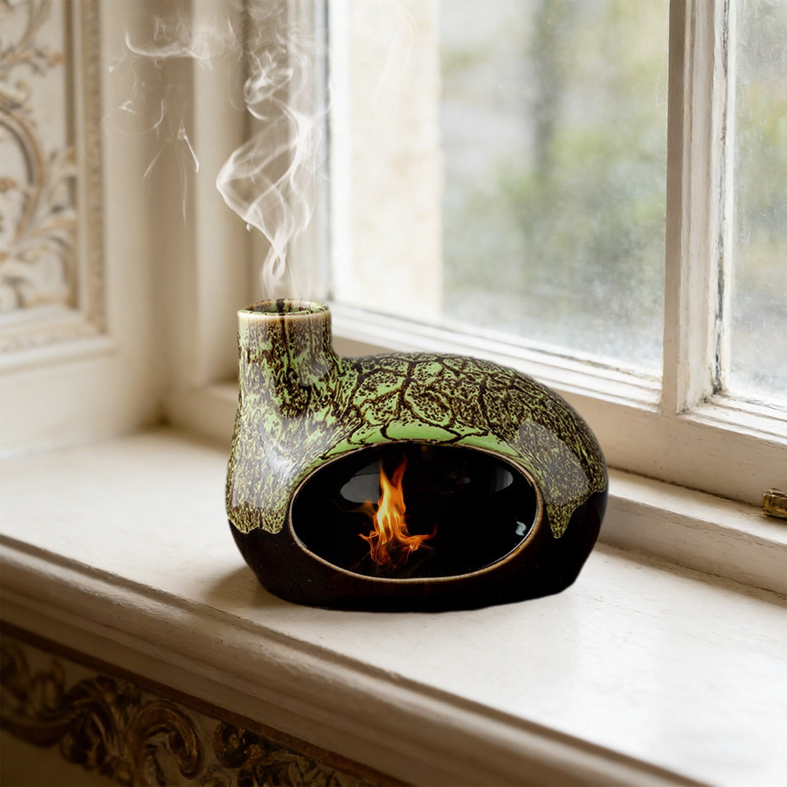 Inerposs Handcrafted Ceramic Palo Incense Censer, Wood Sticks Incense Holder, Aromatic Cone Burner, Home Decor for Relaxation and Meditation, Unique Gift for Friends and Family