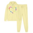 thumbnail image 2 of ibuvkizy Hoodie Sweatsuits Women 2 Piece Outfit!Men's and Women's Sports Tracksuits Long Sleeve Pullover Hoodies Sweatshirt Loose Coat and Sweatpants Fall Winter Suit Yellow,L, 2 of 7