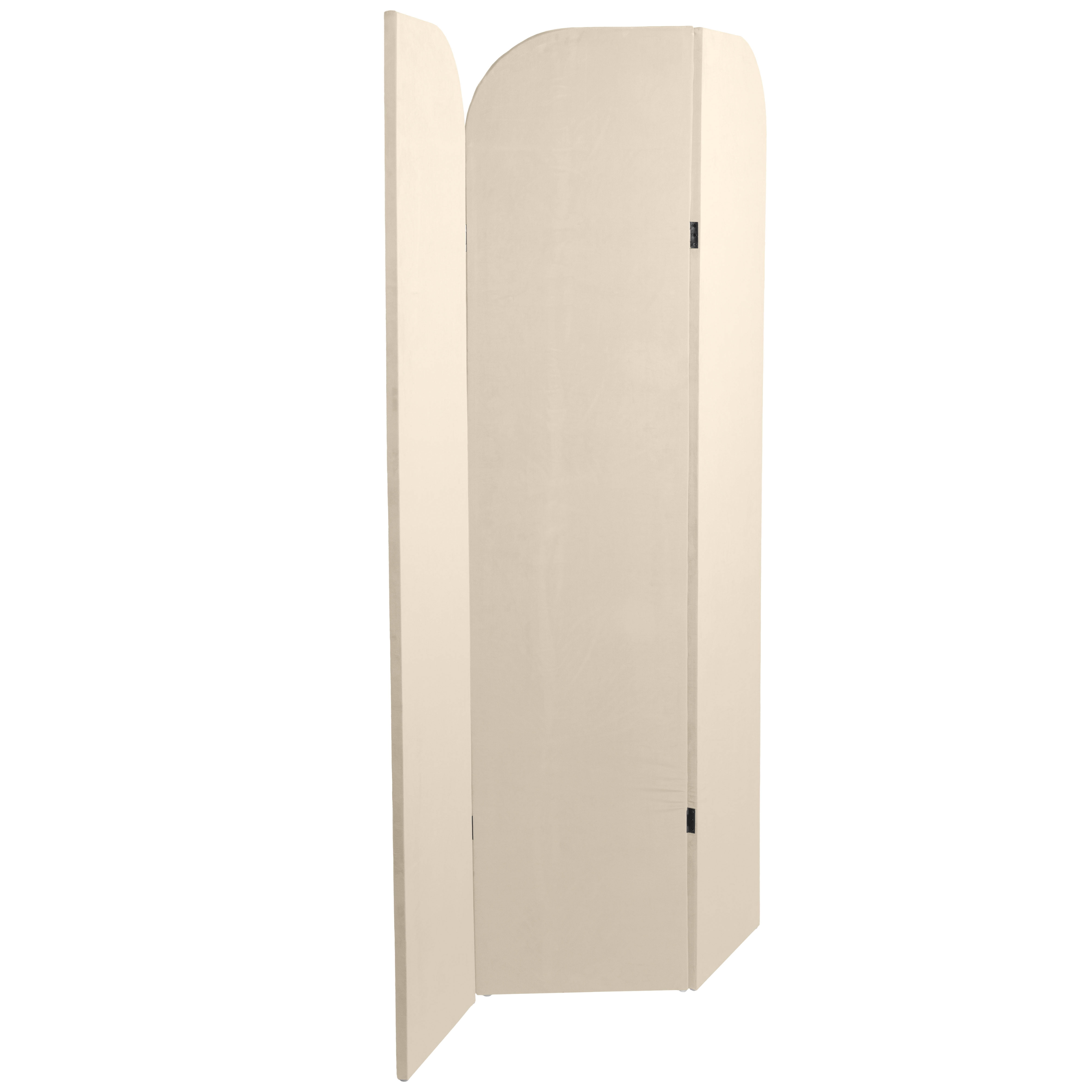 6 ft. Modern Arch Velvet Room Divider Cream 3 Panel