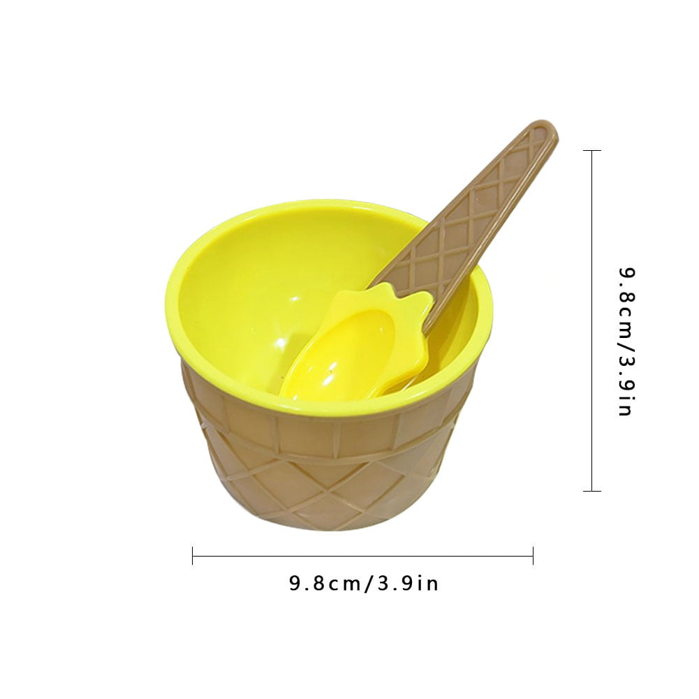 Leking 2pcs Cute Ice Cream Bowl Double Layer Plastic Ice Cream Cup Anti-Fall Anti-Hot Children Tableware Candy 