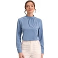 thumbnail image 1 of Blusa elegante de manga larga para oficina y trabajo con cuello levantado para mujer Gris Azulado XL, 1 of 4