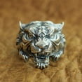 thumbnail image 2 of 925 Sterling Silver High Detail Tiger Ring Biker Punk Jewelry TA130 US Size 9, 2 of 17