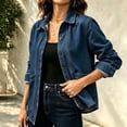thumbnail image 7 of uublik Jean Jackets for Women Dark Blue Casual Long Sleeve Button Down Classic Jacket Fall Coat, 7 of 7