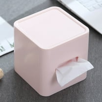 ULTNICE Pink Square Plastic Tissue Box Cover 1Set Simple Design for Home Bathroom Storage