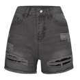 thumbnail image 3 of Jean Denim Shorts for Women High Waisted Womens Shorts Flat Front Distressed Ripped Solid with Pockets Streetwear Casual Shorts, 3 of 7