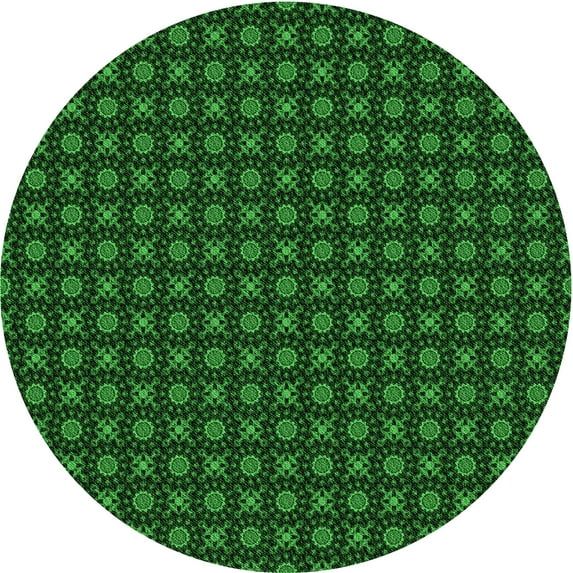 Ahgly Company Machine Washable Indoor Round Transitional Dark Forest Green Area Rugs, 5' Round