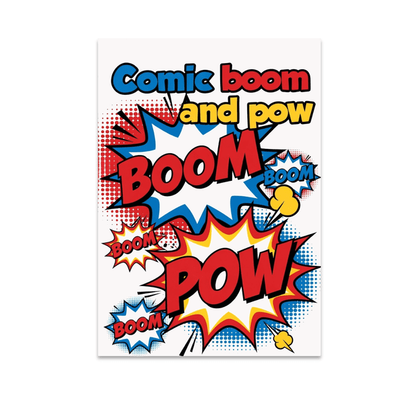 Loud Pop Art Decor - Comic Boom and Pow - 13x19 Poster Print